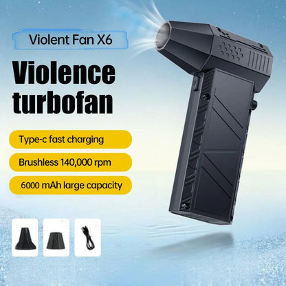 X6 Violent Fan 140000RPM Powerful Air Blower Vacuum Dust Cleaner Type-C Charging Strong Winds 53m/s Brushless Turbo Jet Blower