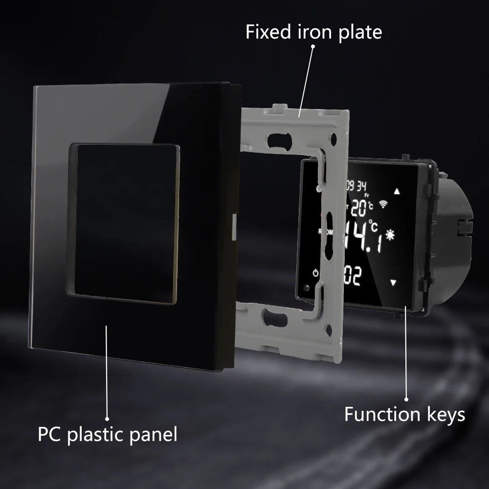 Bingoelec Glass Panel Grey Wall Switch Tuya WiFi Smart Thermostat EU Standard Socket USB Type-A&C Charger Module DIY Combination