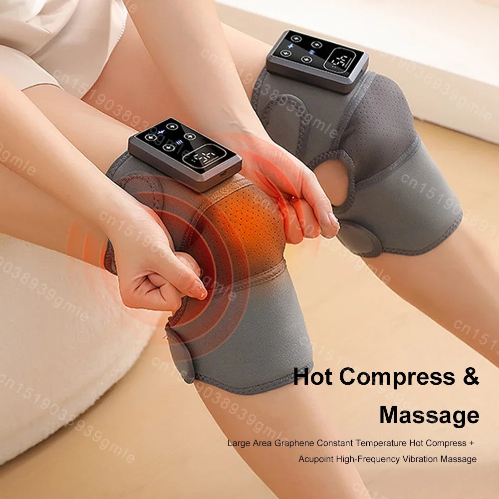 Electric Knee Massager Heating Knee Pad Infrared Heat Vibration Knee Pain Relief Thermal Shoulder Elbow Brace Blood Circulation