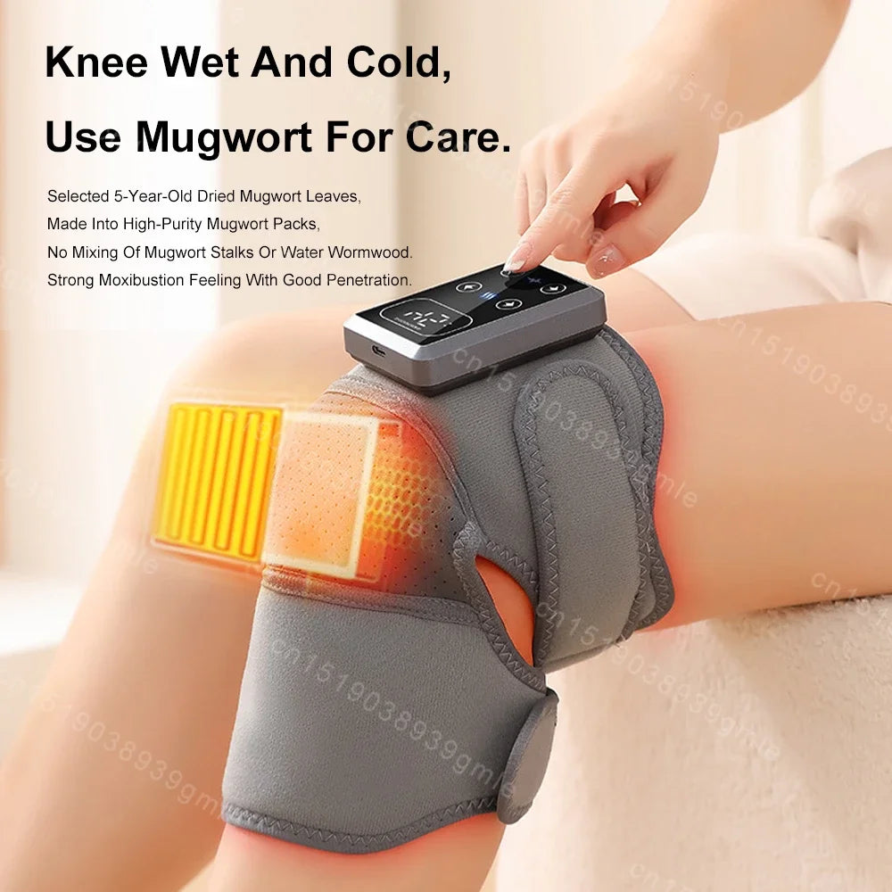 Electric Knee Massager Heating Knee Pad Infrared Heat Vibration Knee Pain Relief Thermal Shoulder Elbow Brace Blood Circulation