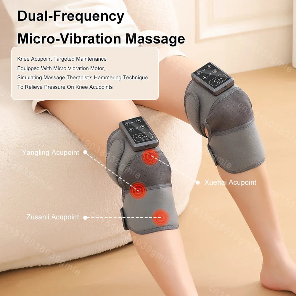 Electric Knee Massager Heating Knee Pad Infrared Heat Vibration Knee Pain Relief Thermal Shoulder Elbow Brace Blood Circulation