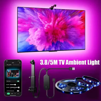 TV Led Backlight 3.8M 5M Led Lights TV Immersive Smart Synchronization 5V Usb RGB Ambient Light TV Camera Christmas Lights