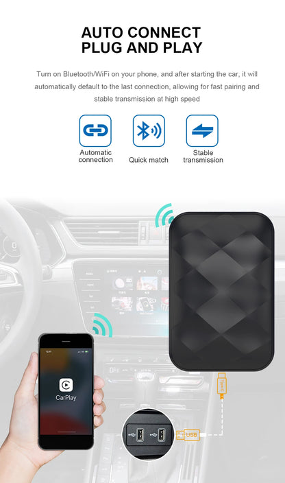 New 3in1 Android 14 Wireless CarPlay Smart Box Android Auto For Youtube Netflix WIFI Adapter Plug and Play For Toyota Mazda Ford